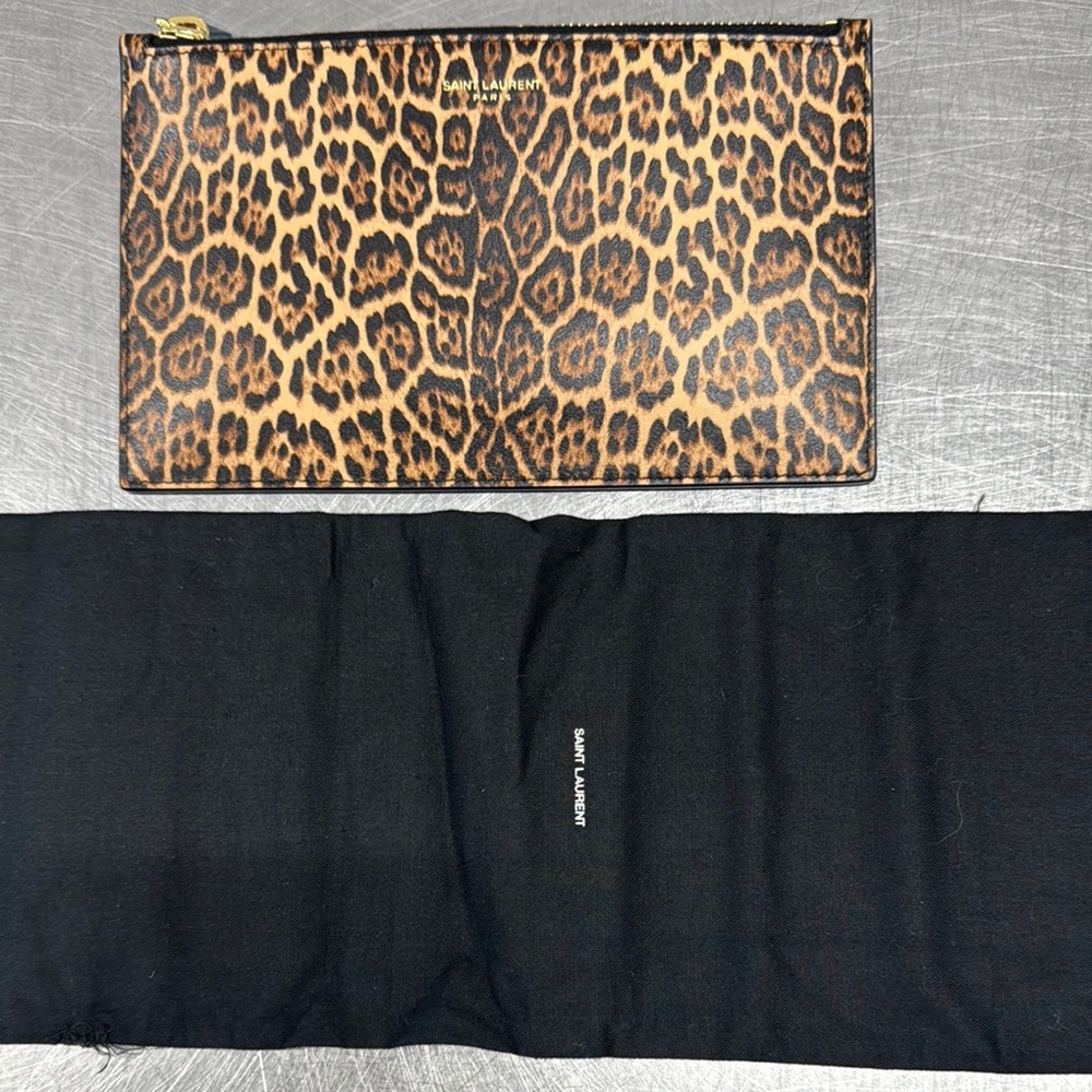 NWT Saint Laurent Leopard Print Clutch